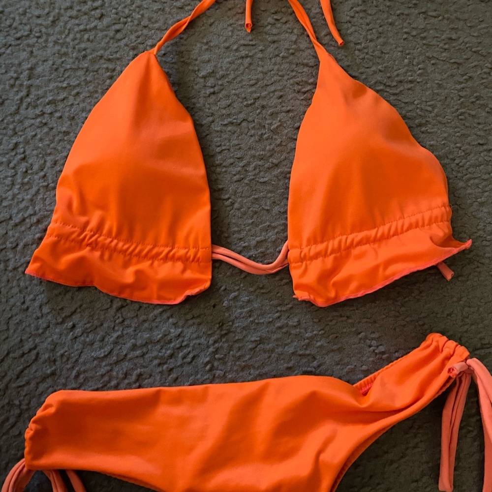 Celeste Vibrant Triangle Orange String Ruched Bea… - image 3